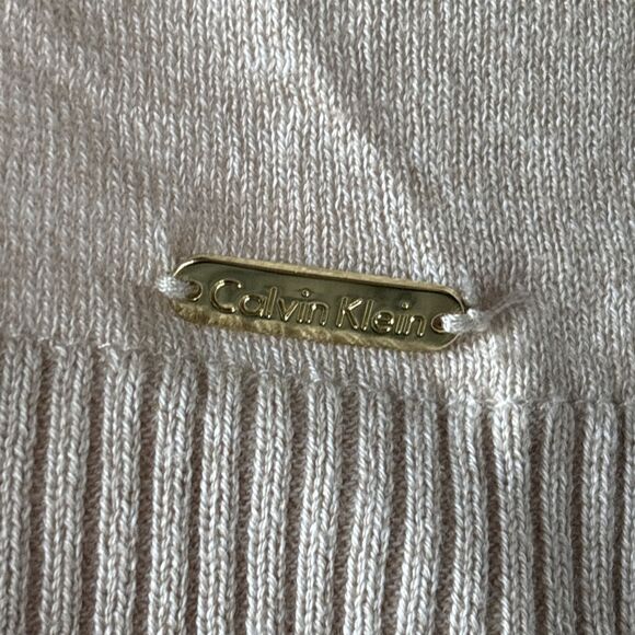 Calvin Klein Beige And White Layered Cotton Sweater - Size Small - Picture 9 of 9